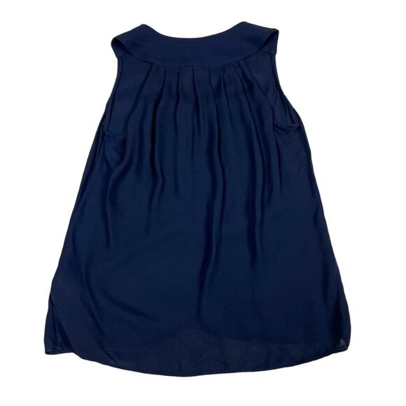 J. Crew Blouse Navy Blue Crepe V-Neck Sleeveless Drape Pintuck Work Top Womens 0 - Picture 1 of 10
